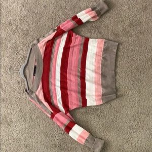 Off the shoulder stripped sweater